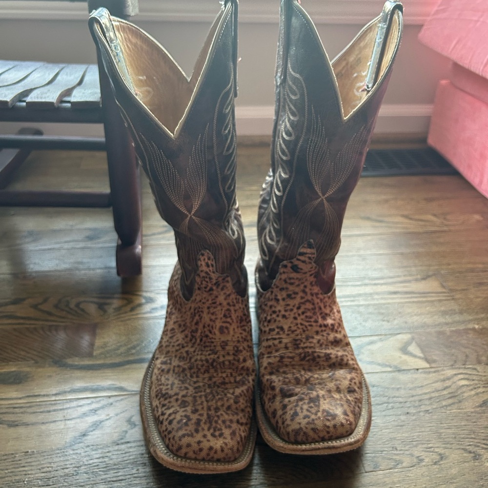 Anderson Bean Brown Leopard Print Cowboy Boots